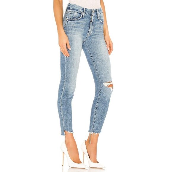 Mother The Looker Ankle Step Fray in Exposed Secret Sister Skinny Jeans 28 - Picture 10 of 11